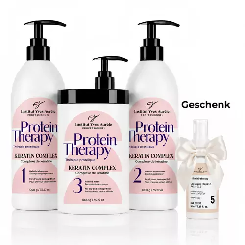EXKLUSIVES MAX-PROTEINTHERAPIE-SET (3 × 1000 g) + GESCHENK: Luxuriöses Haaröl mit Ceramiden