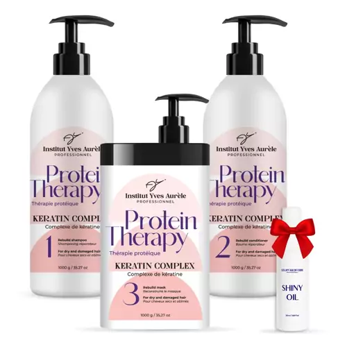 Dreifachstarke Proteintherapie für das Haar: Shampoo (1000g), Conditioner (1000g) und Maske (1000g)  + Geschenk